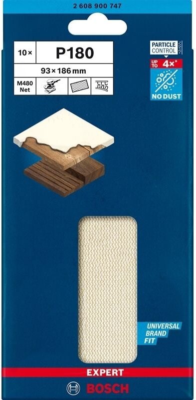 Accessories expert M480 2608900747 Schleifnetz für Schwingschleifer ungelocht Körnung (num) 18 - Bosch