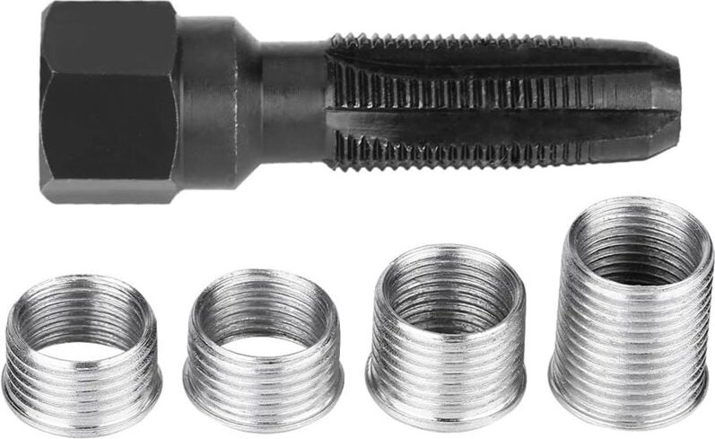 Thumbnail - 14-mm-Zündkerzen-Reparatur, 5-teiliges Reparaturwerkzeug-Set zum Einfädeln von Zündkerzen aus Kohlenstoffstahl mit Einsä...