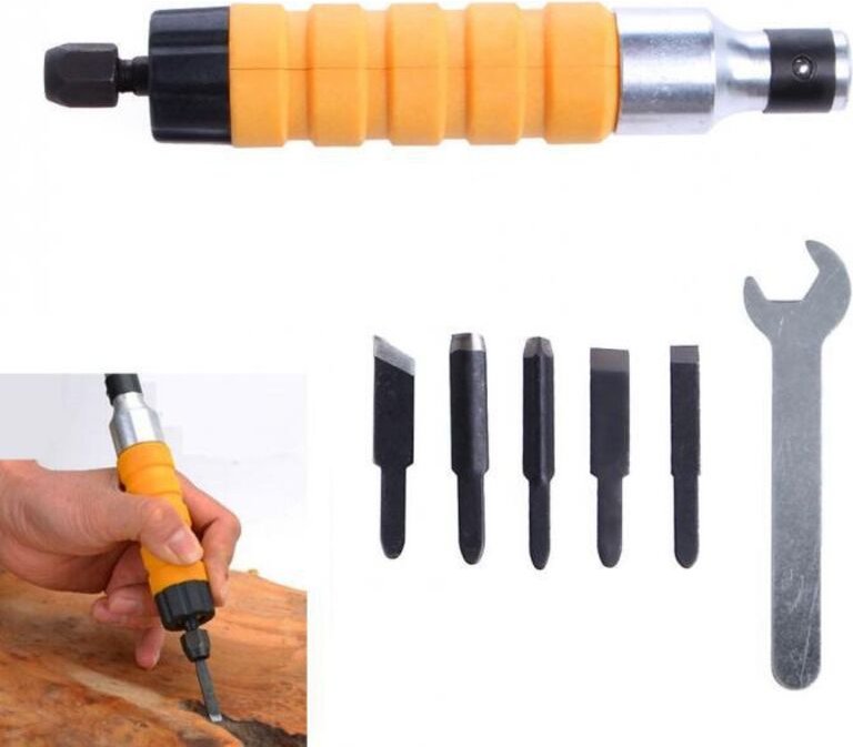 Elektrischer Holzschnitzmeißel mit 12000 U/min, Holzschnitzmeißel-Set, Holzbearbeitungswerkzeug mit fünf verschiedenen K...