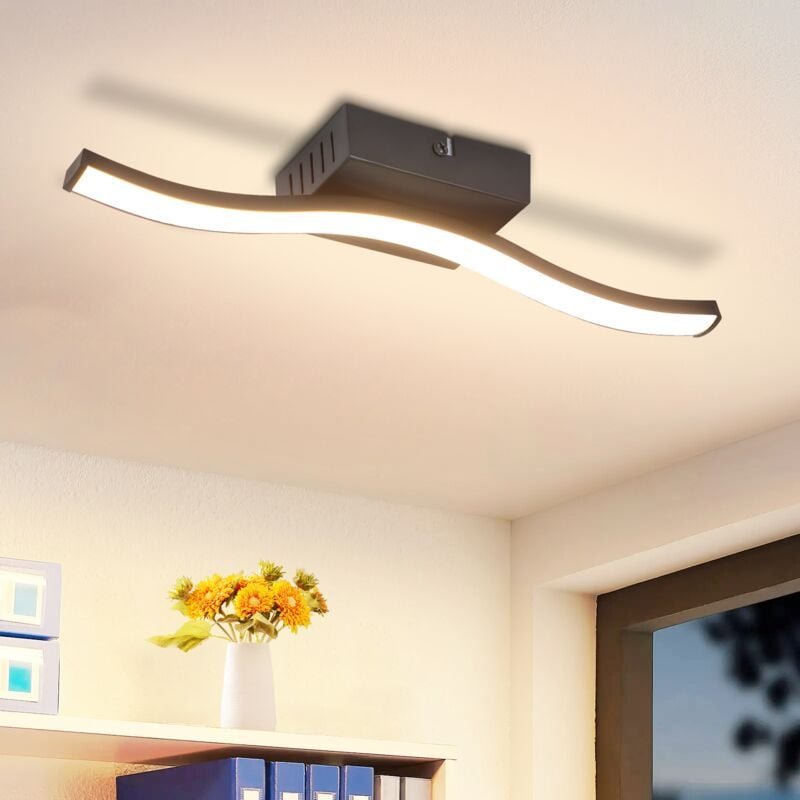 GBLY Deckenlampe Schlafzimmer Deckenleuchte Wohnzimmer: Modern Schlafzimmerlampe Schwarz 6W Küchenlampe Innen Wellen Des...