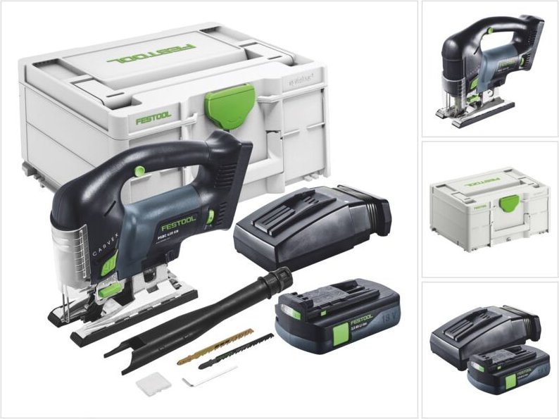 Carvex psbc 420-Basic Akku Pendelstichsäge 18 v 120 mm Brushless + 1x Akku 3,0 Ah + Ladegerät + Systainer - Festool