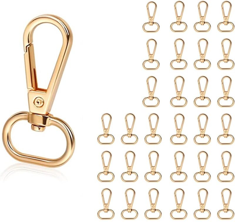 30 Stück Karabinerhakenringe, Karabinerverschlüsse, drehbare Schlüsselkarabiner, drehbare Metallverschlüsse, für DIY-Pro...