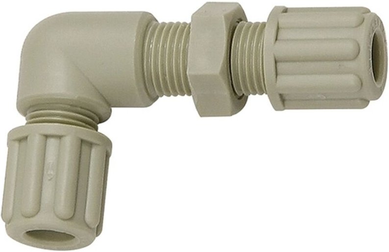 Winkel-Schottverbindung, M16x1,5, für Schlauch 8/10 mm, sw 22, pp - Riegler