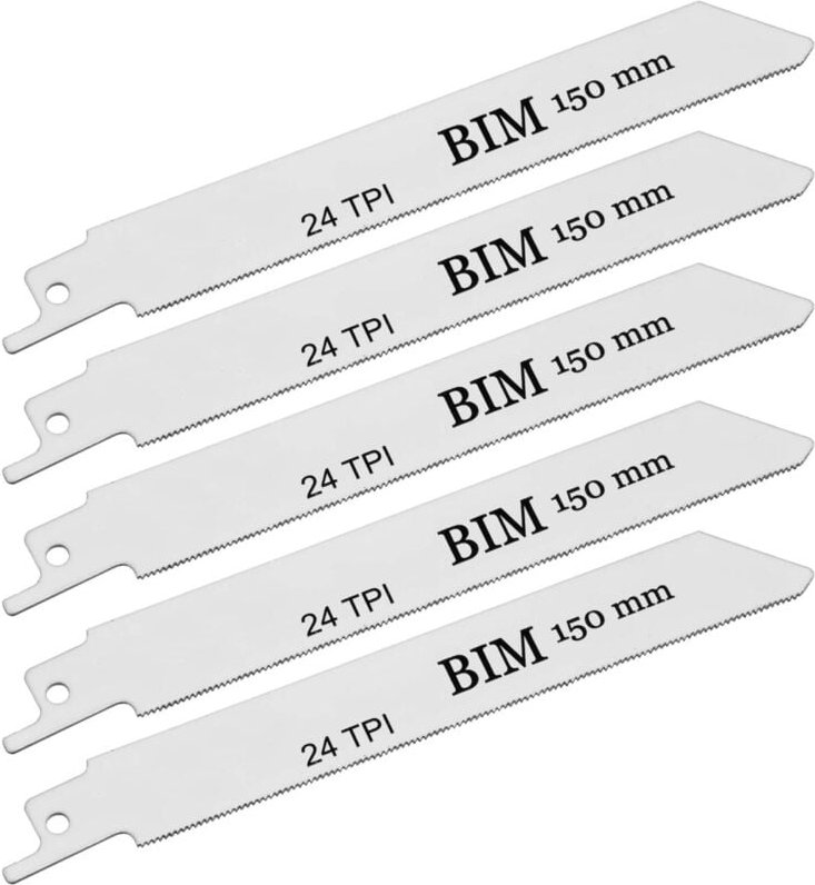 Peveha24 - 5 Säbelsägeblätter 150mm Metall Kunststoff Säbelsägen Sägeblätter 24 tpi bim