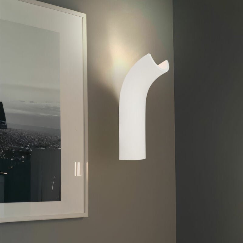 Thumbnail - Wandleuchte Wandlampe Innenleuchte Flurleuchte Eingangsbereich, Gipsgestell weiß, gebogene Form, 1x led 4,2 Watt 200 Lum...