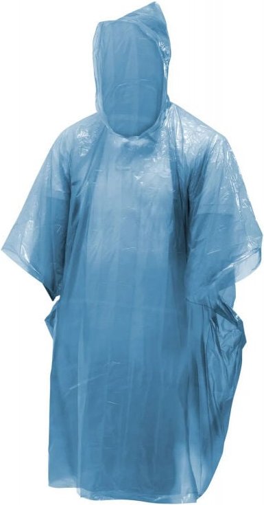 Blauer Notfall-Poncho aus Kunststoff, Standardgröße Erwachsene