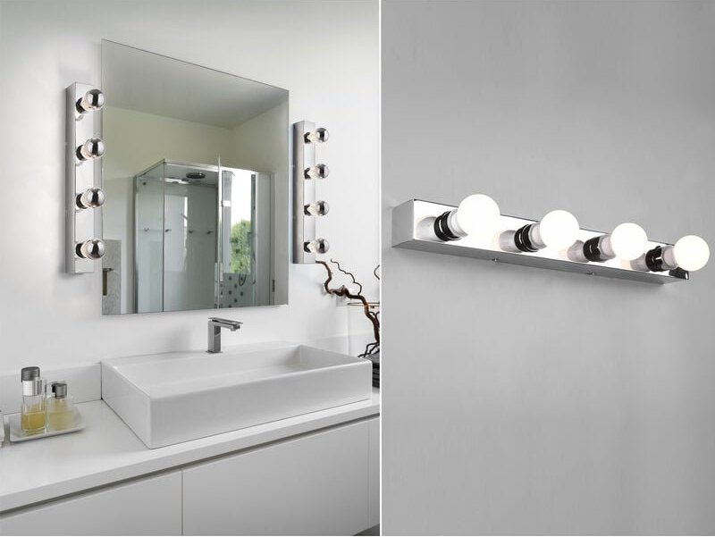 Thumbnail - Retro Badezimmer Wandleuchte theatro in Chrom 55cm - Spiegelleuchte