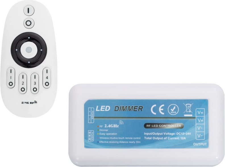 Controller Dimmer Einfarbig 12/24V dc mit Fernbedienung rf 4 Zonen