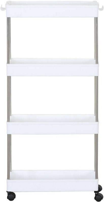 Rebecca Mobili Küchenwagen mit Rädern 4 Etagen Lebensmittelträger Badezimmer Kunststoff Weiß