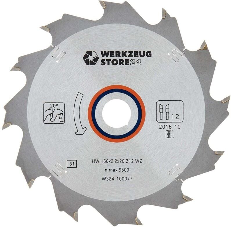 Hm Kreissägeblatt Holz 160 x 2,2 x 20 wz 12 100077 - Ws24