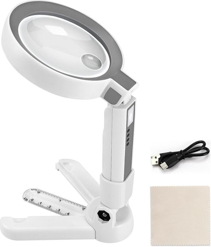 Leselupe, 5-fache 11-fache LED-Lupe, beleuchtete Lupe auf Ständer, Vergrößerungslupe mit 18 LEDs und Ständer, Schmuck, S...