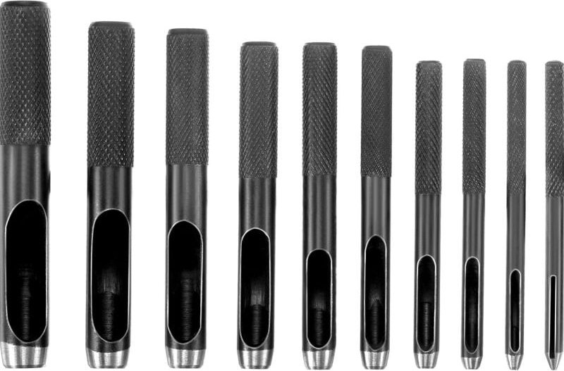10-teiliges Hohllochstanzer-Set aus rundem Stahl, 1 mm bis 10 mm, Leder-Hohllochstanzwerkzeuge für Leder, Uhrenarmbänder...