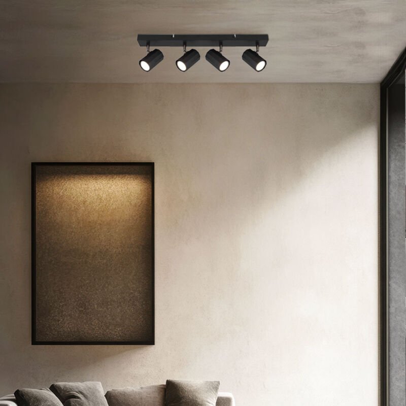 Globo Lighting - Deckenstrahler 4 Flammig schwarz 4 Flammig GU10 Deckenlampe Wohnzimmer, schwenkbar, Aluminium, Metall, ...
