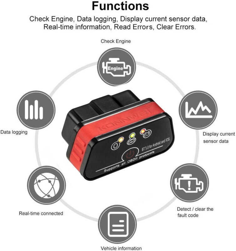 Zoternen - konnwei KW902 Mini bt 5.0 obd-ii Kabelloses Autodiagnosetool Autoscanner-Detektortester für iOS- und Android-...