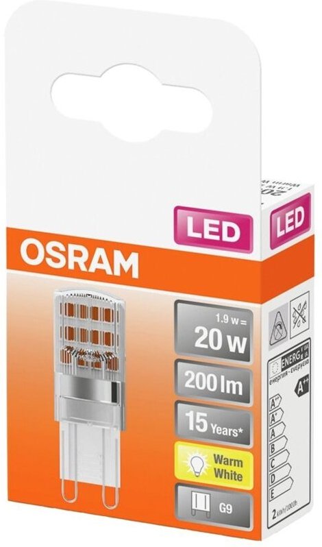 Osram - homelighting 4058075432307 led eek f (a - g) G9 Kolbenform 1.9 w = 20 w Warmweiß (ø x l) 14 mm
