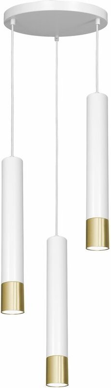 Licht-erlebnisse - Pendelleuchte Weiß Gold 3-flammig GU10 Metall Hängelampe Esszimmer Wohnzimmer