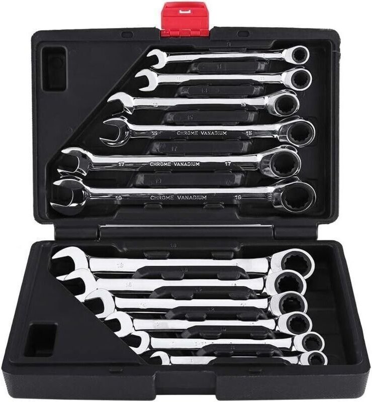 Ratschen-Maulschlüssel-/Verlängerungsschlüssel-Set, Steckschlüssel- und Bit-Set, 8 mm–19 mm verstellbarer Ratschenschlüs...