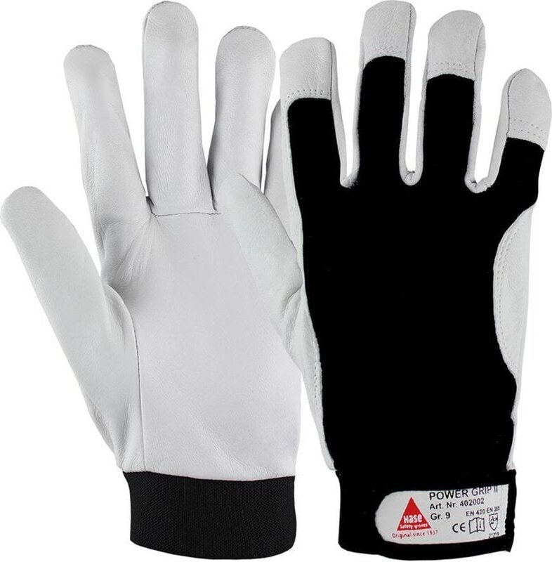 Hase Safety Gloves - Hase Arbeitshandschuhe Power Grip ii Größe 9, Ziegennappaleder 10 Stk