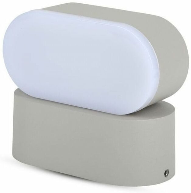 V-tac - 6W 110LM/W Ovale LED-Wandleuchte Grau mit drehbarem Kopf Naturweiß IP65