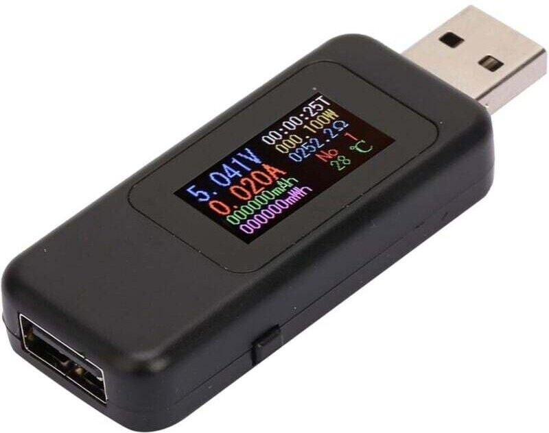 Testeur de Chargeur USB avec Affichage LCD Voltmètre Ampèremètre Numérique DC 4 30V Noir