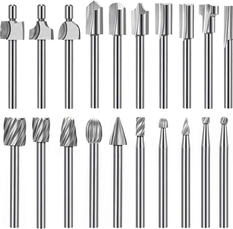 Tlily - 20 StüCk hss FräSer Hartmetall Gravur SäTze für Bohrer Satz 3 Mm (1/8 ) Schaft Rotation Werkzeuge