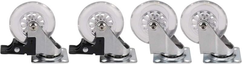 4 hochbelastbare 75-mm-Lenkrollen mit Bremsen, Tragfähigkeit 100 kg/Rad (2 Lenkrollen + 2 Bremsrollen)