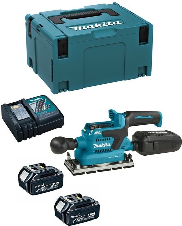 Makita - Schwingschleifer DBO380RTJ (2 x 5,0 Ah + DC18RC + makpac 3)