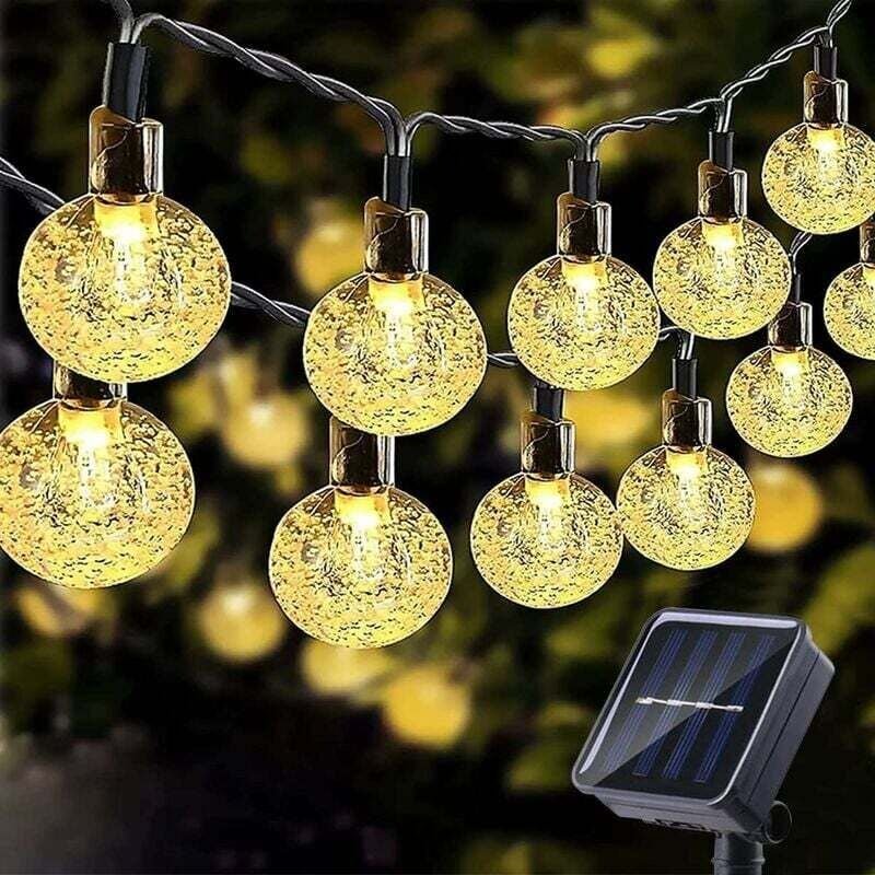 Solar-Lichterkette, 11 m, 60 LEDs, Solar-Lichterkette für den Außenbereich, warmweiß, 8 Modi für Garten, Weihnachten, Ho...