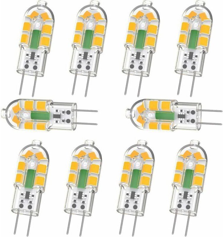 G4-Glühbirne, G4-LED-Glühbirne 2 W, 200 lm, entspricht 20 W G4-Halogenbirne, Warmweiß 3000 K, AC/DC 12 V, kein Flimmern,...