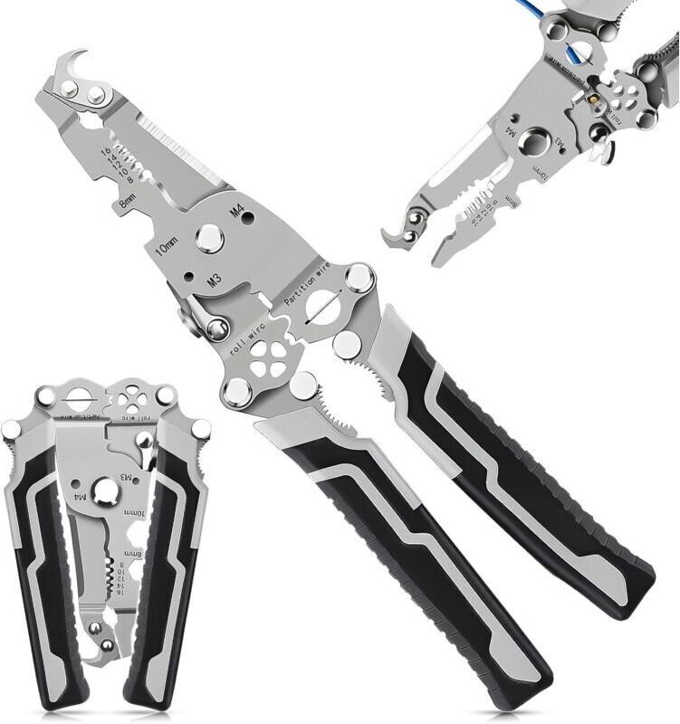 Abisolierzange, Elektrikerwerkzeug, Crimpzange, 18-in-1 Multifunktions-Elektrikerzange, Kann zum Abisolieren, Schneiden ...