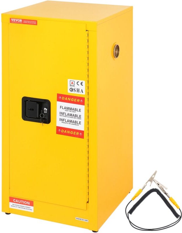 VEVOR Sicherheitslagerschrank 16 Gallonen, 460 x 460 x 900 mm Sicherheitsschrank mit zwei verstellbaren Trennwänden für ...