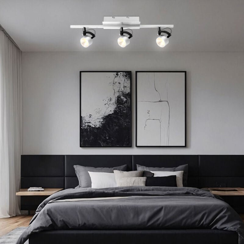 Deckenstrahler mit verstellbaren Spots LED Deckenlampe schwarz Wohnzimmerlampe Deckenleuchte 3 flammig, Aluminium gebürs...