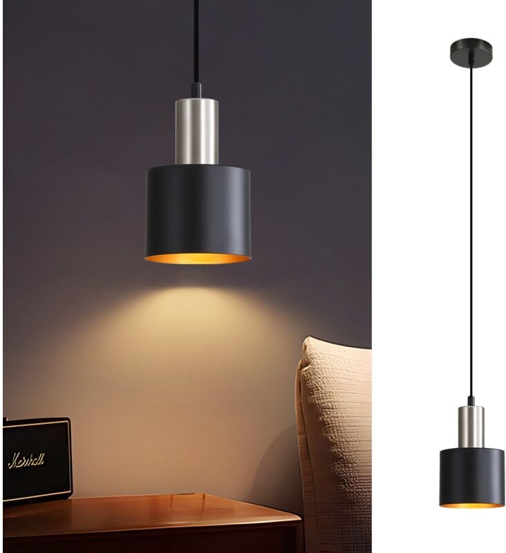 Gbly - Hängelampe Esstisch Pendelleuchte E27 Schwarz - Hängeleuchte Retro Schlafzimmerlampe Nachttisch Höhenverstellbar ...