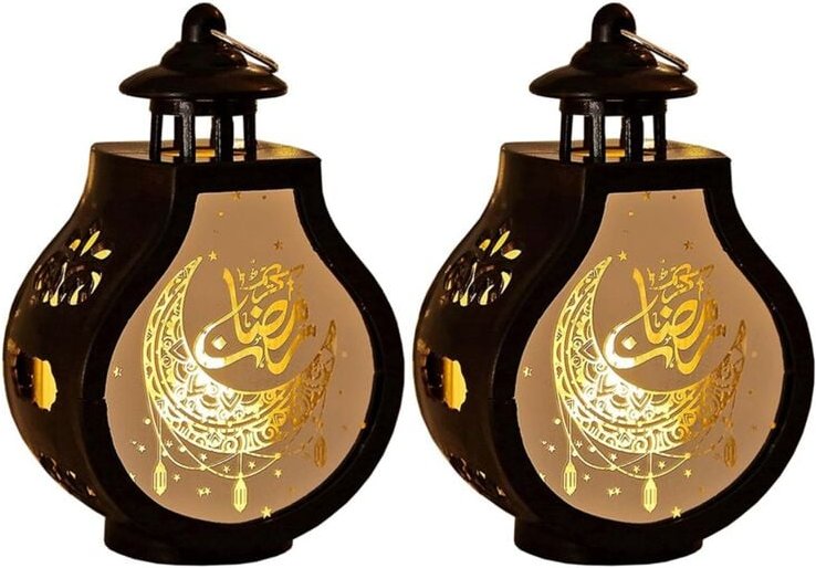 2 Stück Ramadan-Laterne, Vintage-Kerze, Heimdekoration