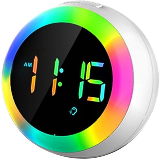 Tlily - Kinderwecker, Dual-Alarmeinstellung, Nachtlicht mit Einstellbarer Helligkeit, Sprachaktiviert, Weckwecker, für K...