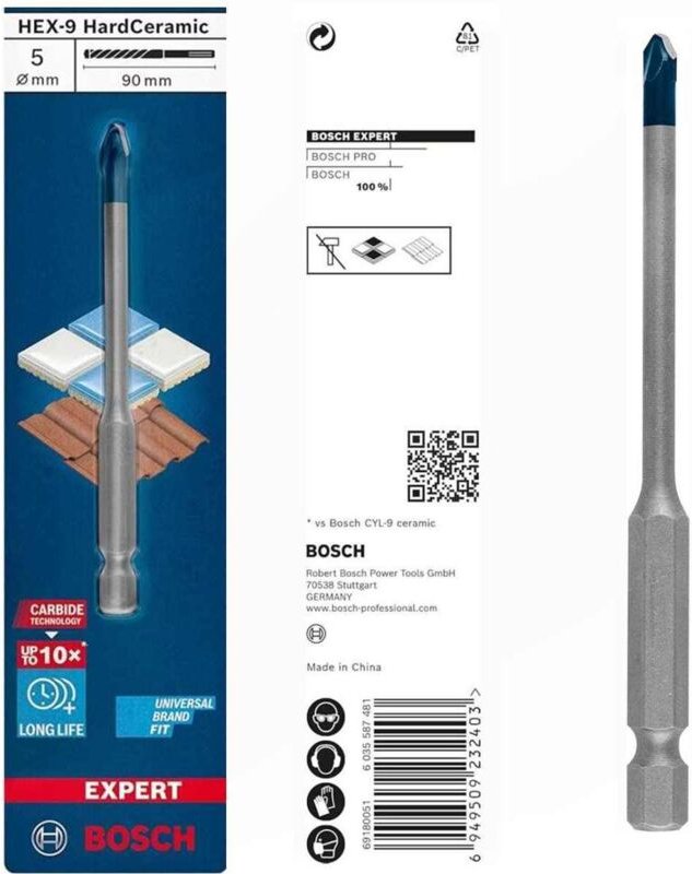 Thumbnail - Bosch EXPERT HardCeramic Ø 5 HEX-9 Bohrer Fliesen, Keramik Dachziegel