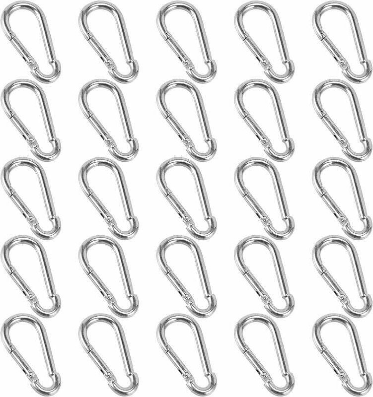 25 Stück Karabiner, 40 x 4 mm kleiner Karabiner, Schlüsselanhänger-Karabiner für Rucksäcke, Hundeleinen, Camping, Angeln...