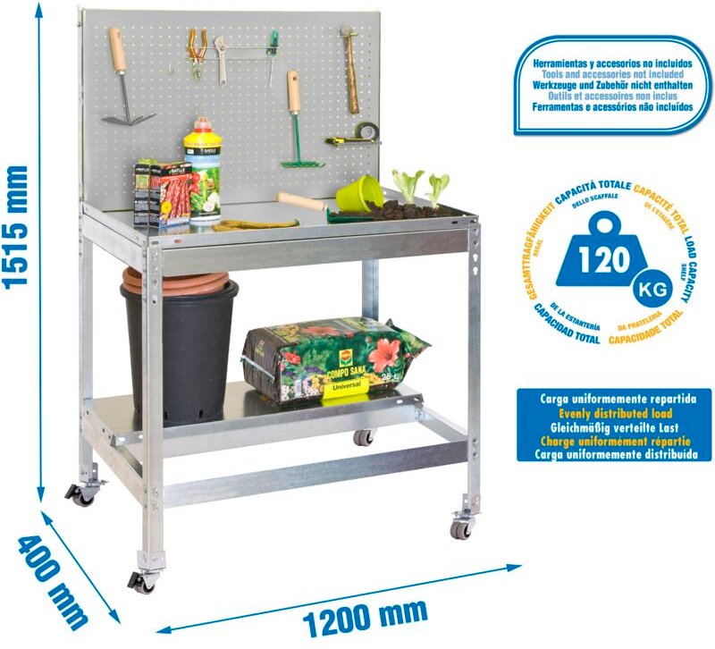 Simonrack Werkbank aus verzinktem Metall 144 cm
