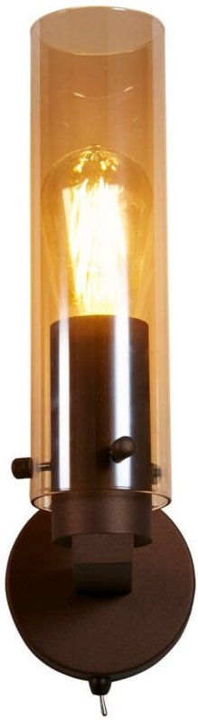 Searchlight Sweden II 1-flammige Wandleuchte, Metall in Mokka und bernsteinfarbenes Glas