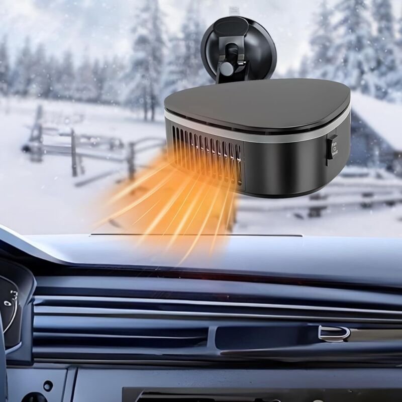 2-in-1 Auto-Heizlüfter, 120 W, 12 V, Heizung/Kühlung, 360° drehbarer Winter-Auto-Entfroster, mit Saugnapfhalterung