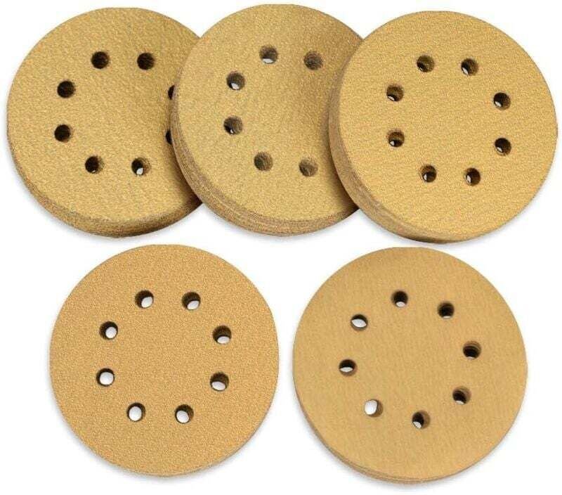 Thumbnail - 100 Stück 125 mm Klett-Schleifscheiben, Körnung 60, 80, 120, 150, 220, 8 Löcher, sortiert für Exzenterschleifer..DEBUNS