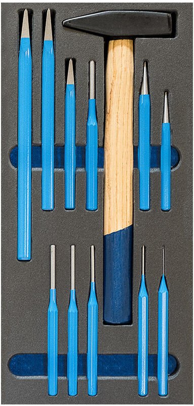 Satz Hammer Durchtreiber und Meissel in weicher Thermoformung Fervi tm01/038