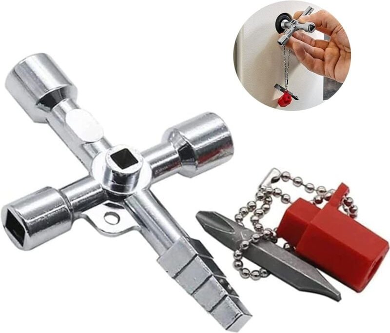 Ersandy - 4-Wege-Multifunktionsschlüssel, Multifunktions-Utility-Schlüssel, Universal-Kreuzschlüssel, Dreiecksschlüssel,...