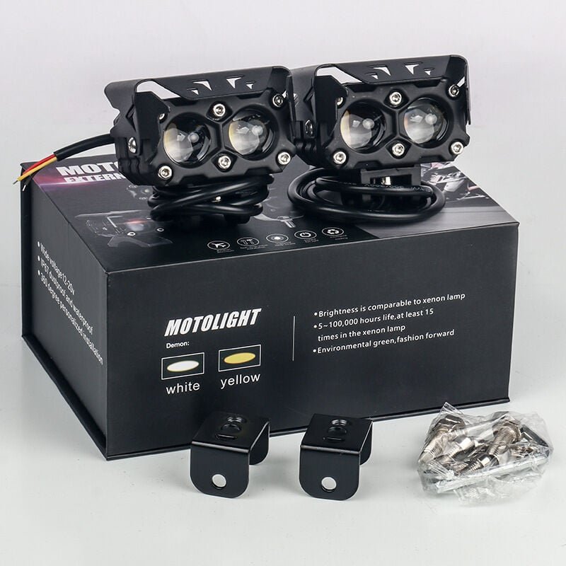 Thumbnail - LED-Motorradscheinwerfer, weißes Lauflicht, bernsteinfarbene Nebelscheinwerfer, 4500 lm, IP67 wasserdicht, für LKW-SUV