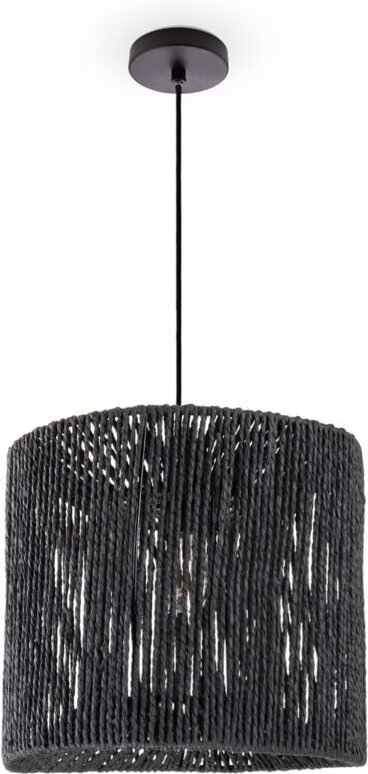 Pendelleuchte Esstisch Papier Boho Hängelampe Esszimmer Lampe E27 Rattan Pendelleuchte - Schwarz, Schwarz (Ø33cm) - Paco...