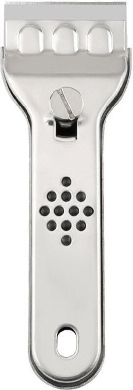 Gabrielle - Edelstahlschaber mit 10 Ersatzklingen, für Induktionskochfelder, Fenster, Fliesen, Glas und Spiegel.