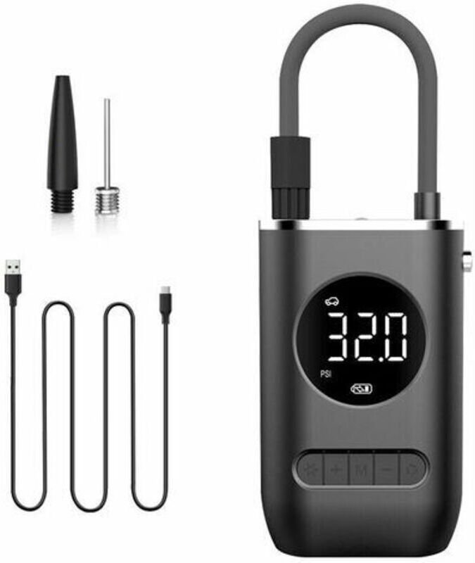 Tragbarer Luftkompressor, 150 PSI Mini-Elektrofahrradpumpe mit Digitalanzeige und LED-Licht, 4000 mAh Akku, kabelloser R...