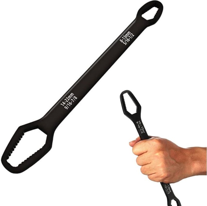 Universal-Torxschlüssel, 8–22 mm, doppelseitig, selbstspannend, verstellbarer Schraubenschlüssel (A-Schwarz)