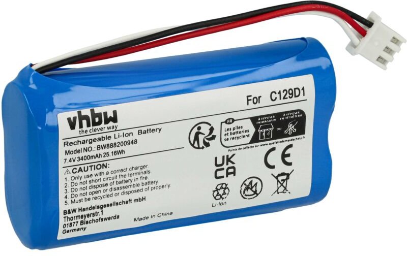 Vhbw - Akku kompatibel mit Bang & Olufsen 1140026, 11400 Lautsprecher Boxen Speaker (3400 mAh, 7,4 v, Li-Ion)