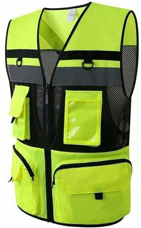 Reflektierende Sicherheitsweste mit mehreren Taschen, reflektierende Sicherheitsweste für Bauunternehmer, orange/gelbe W...
